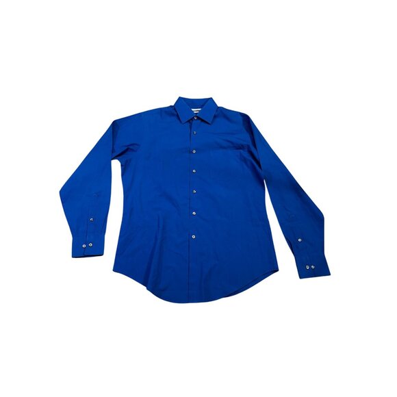 Van Heusen Mens Fitted Wrinkle-Free Blue Dress Shirt 15-15 1/2 M - Picture 3 of 10